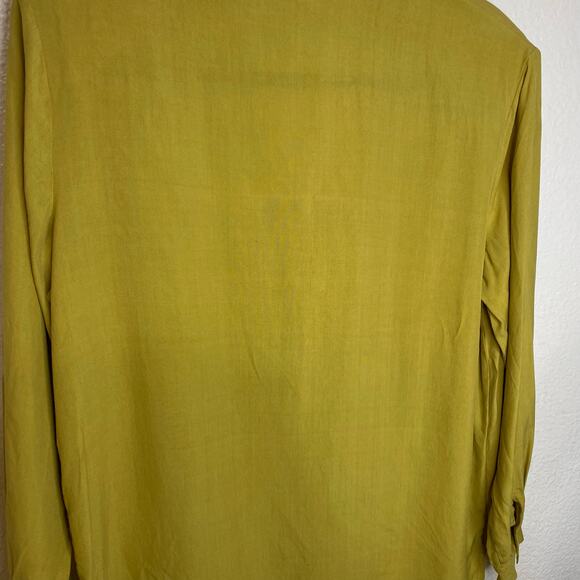 Anna & Frank Vintage Yellow 100% Silk Button Up Blouse Size Large - Picture 5 of 7